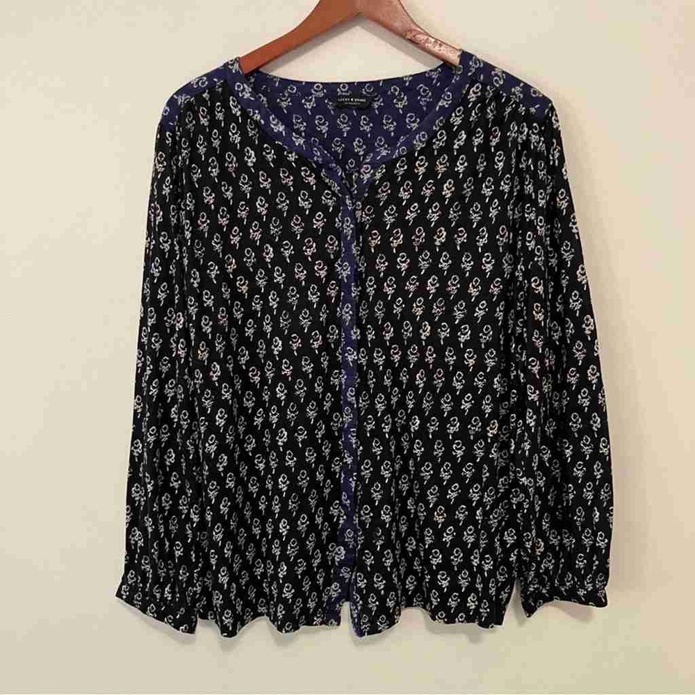 Floral Black and Blue Women's Top - Picture 1 of 1